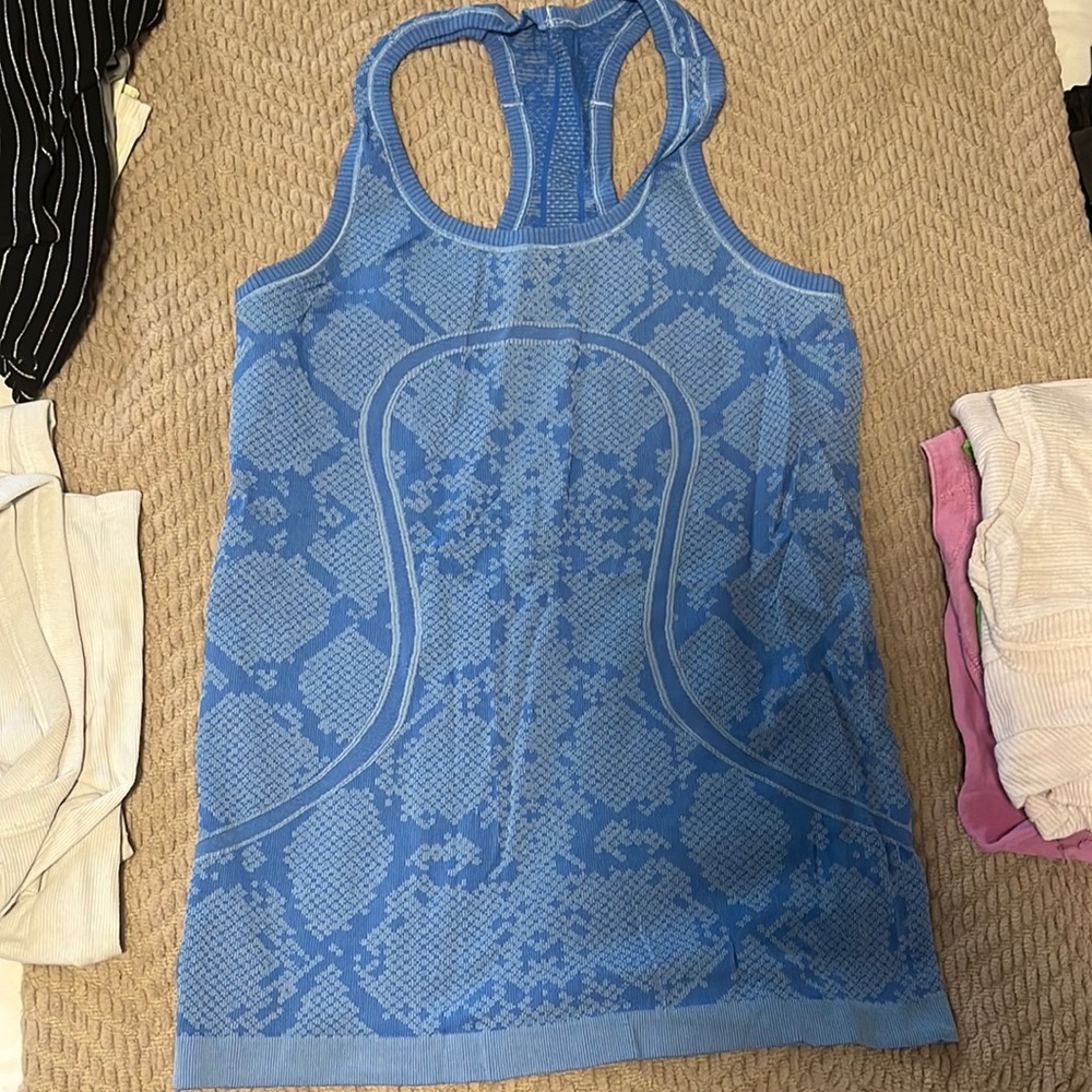 Blue Lululemon swiftly tech tank top